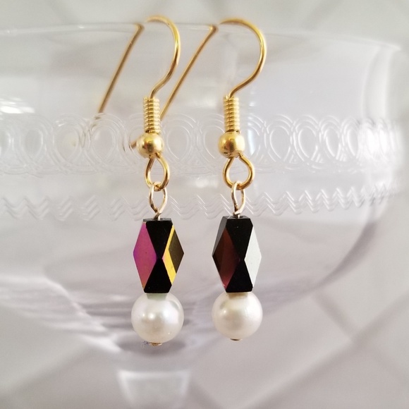 Sea Pearl & Vintage Glass Earrings - Picture 2 of 3